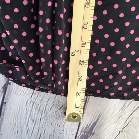 DR2 women pm black pink polka dot flutter short sleeves tie elastic waist dress - Picture 3 of 10